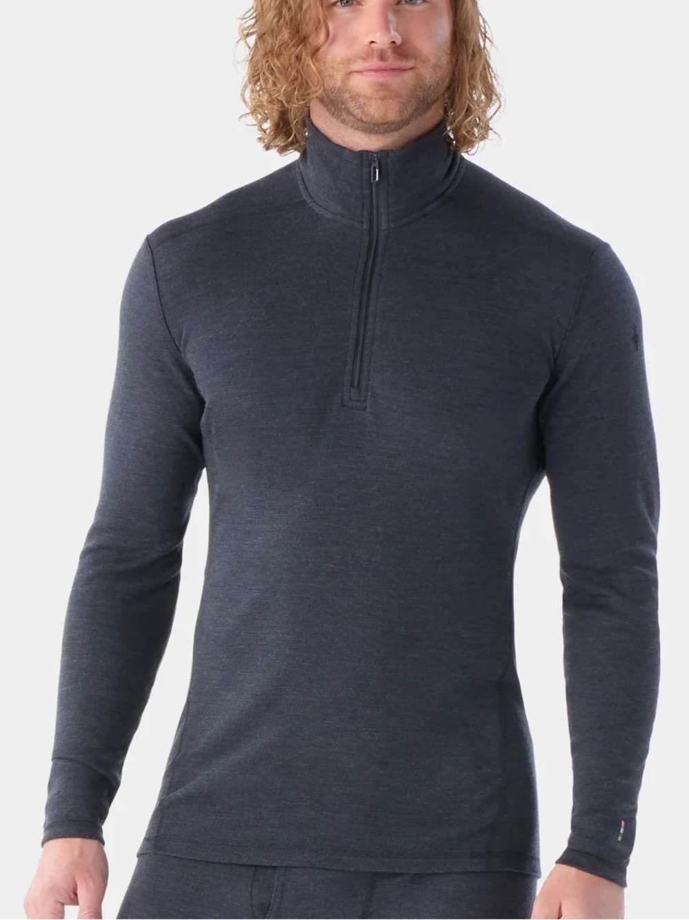 SmartWool Classic Thermal Merino 1/4 zip Base Layer Sweater Grey Mens Size Large